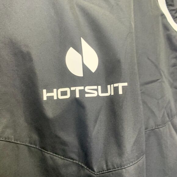 HOTSUIT Sauna Sweat Wind Jacket Reflective Black‎ White Spellout Large - Picture 9 of 14